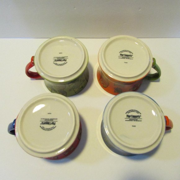 set of 4 stacking colorful owl mugs Pier 1 coffee cups - Picture 7 of 9